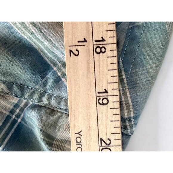 High Noon Western Pearl Snap Long sleeve Button Shirt Mens L Blue Plaid Cowboy - Picture 5 of 9